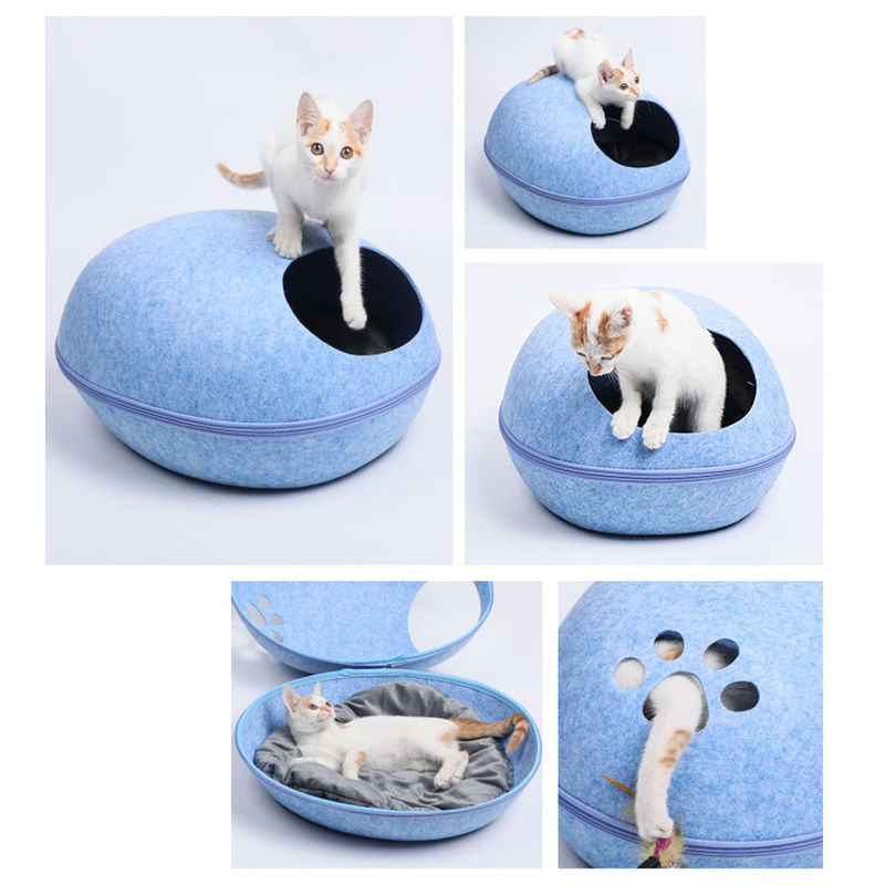 Φυσικό αισθητό κρεβάτι γατών, αστείο σπίτι της PET τύπων αυγών κρεβατιών σπηλιών σκυλιών με το χαλί μαξιλαριών προμηθευτής